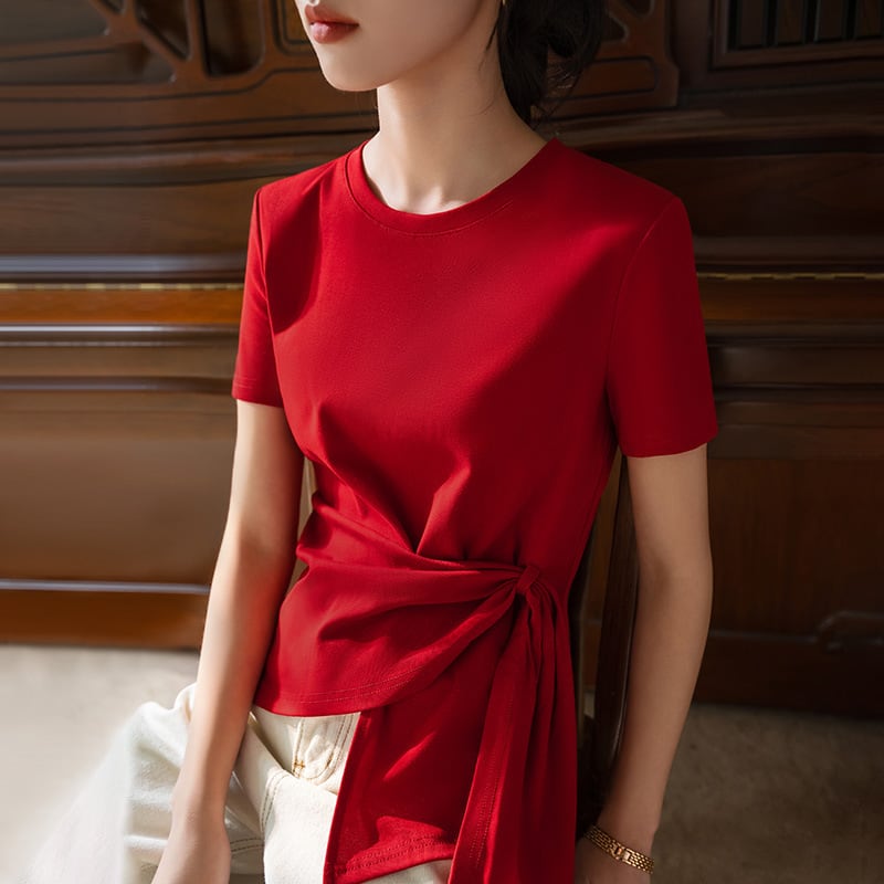 【tops】3色ラウンドネックイレギュラーＴシャツF7385