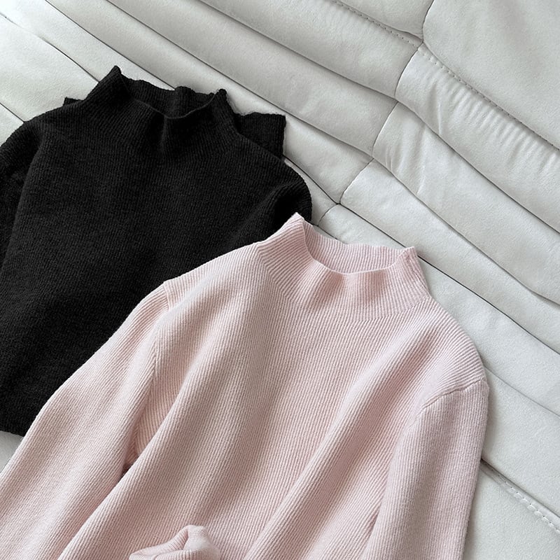 【tops】ハイネックニットトップス Q6970