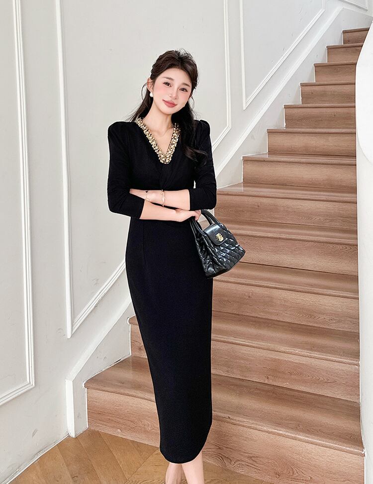 【dress】スパンコール付きワンピース Q7039