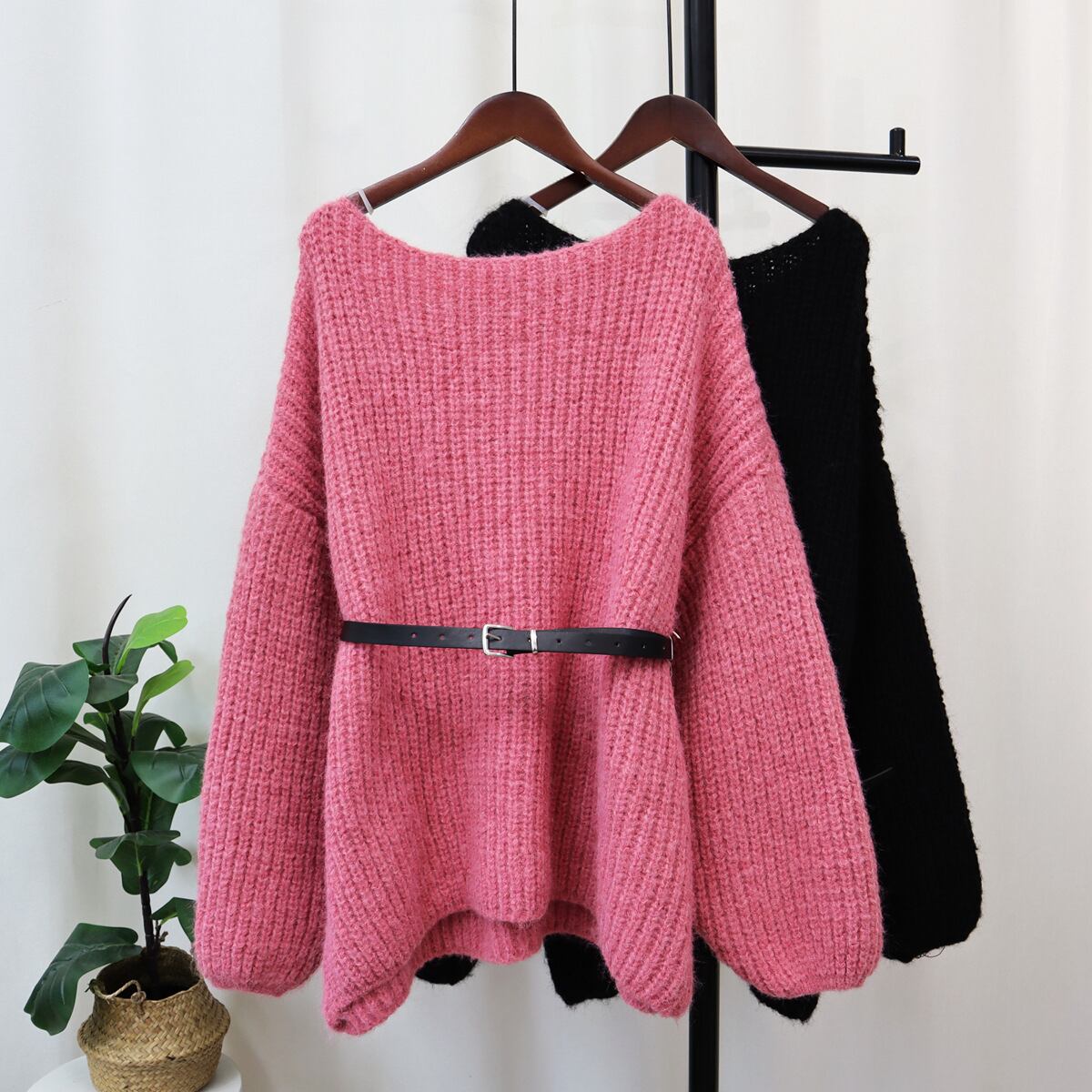 【tops】ニットセーターベルト付き　M18748