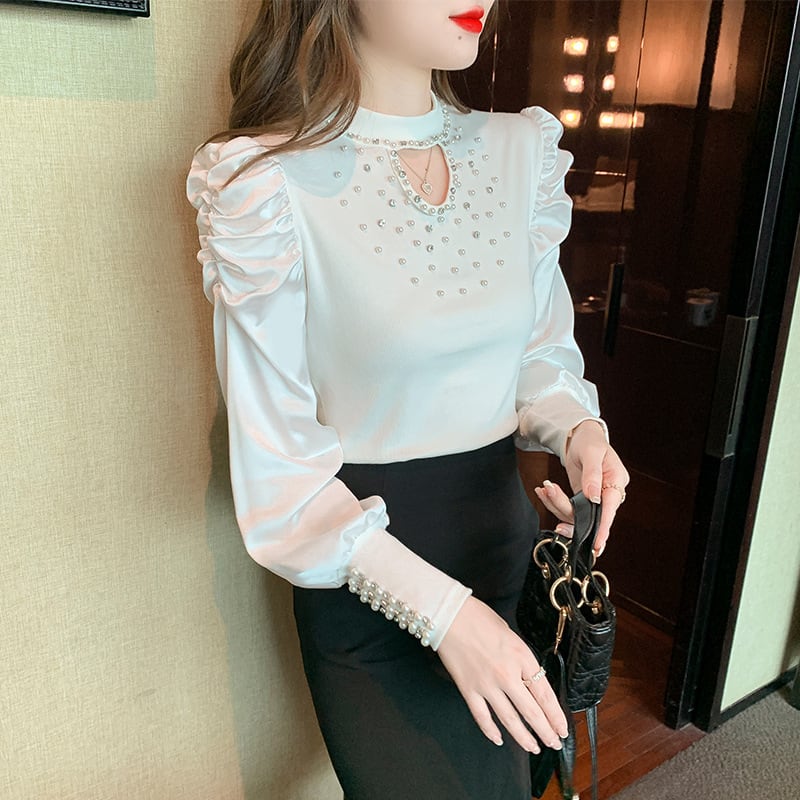 【tops】パールカットワークトップス　M29382