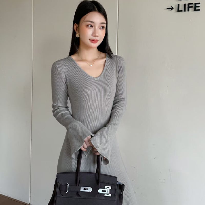 【dress】タイトニットワンピース Q7049