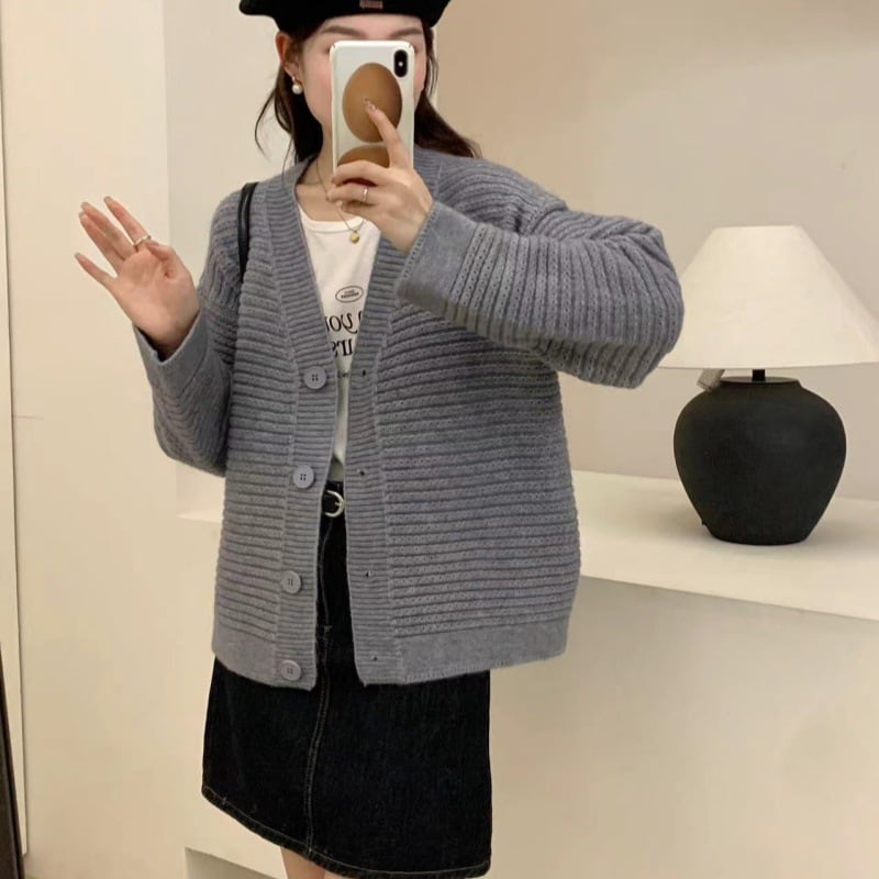 【outer】Vネックニットカーデ　M25863