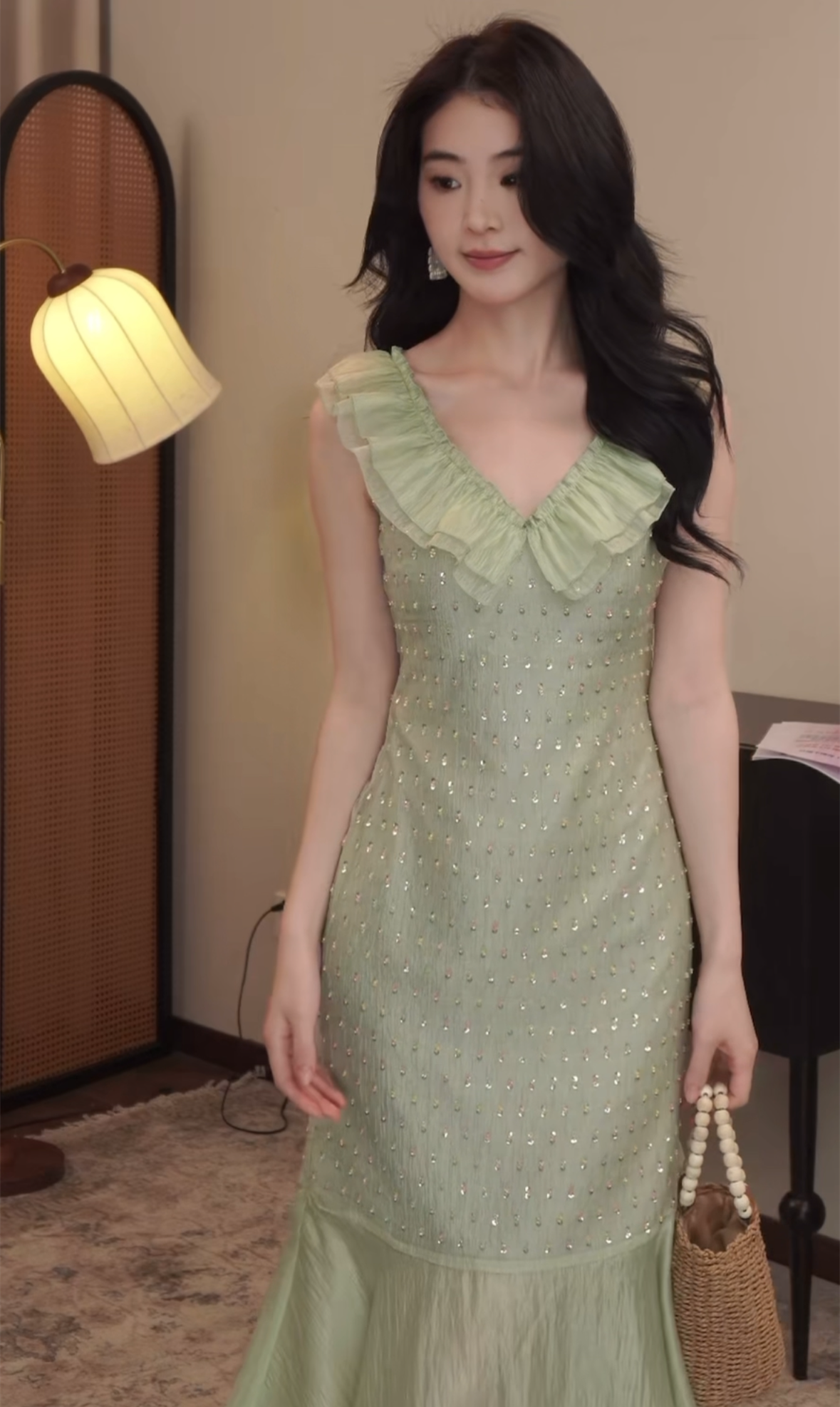 【dress】スパンコール付きマーメイドワンピース　N2987