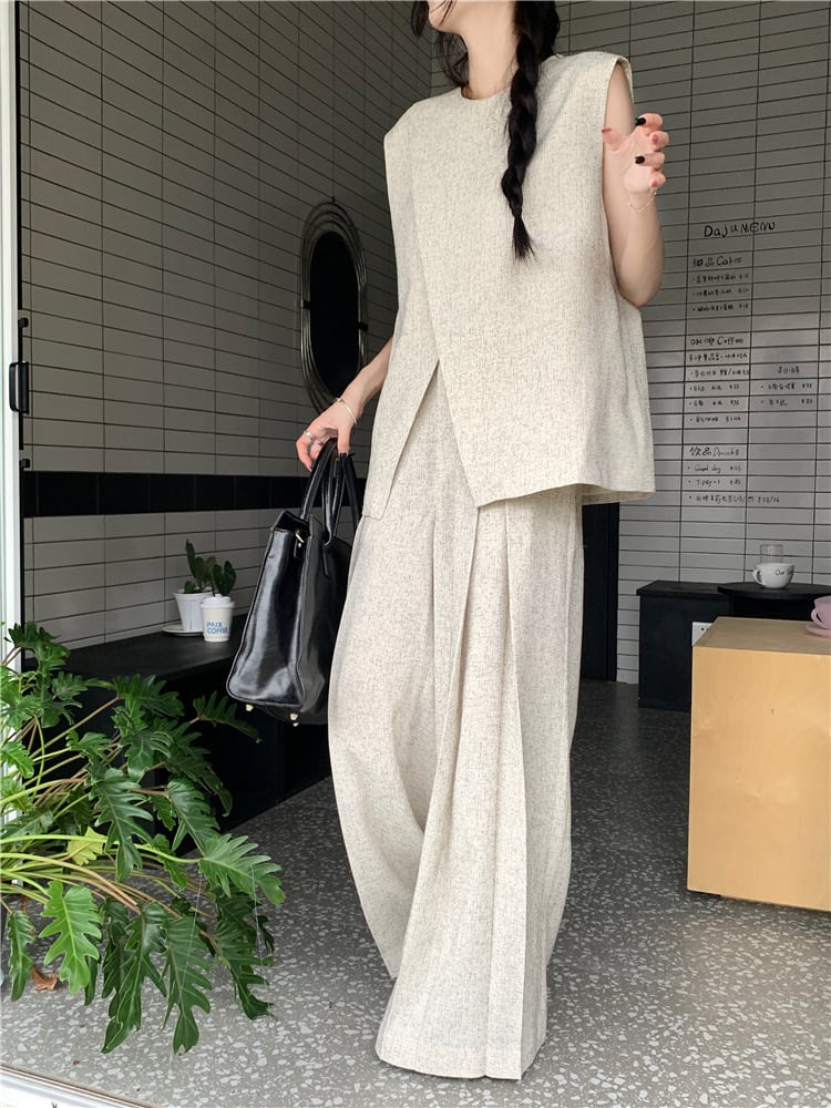 【set】ノースリーブベスト×ワイドパンツセット　M25111
