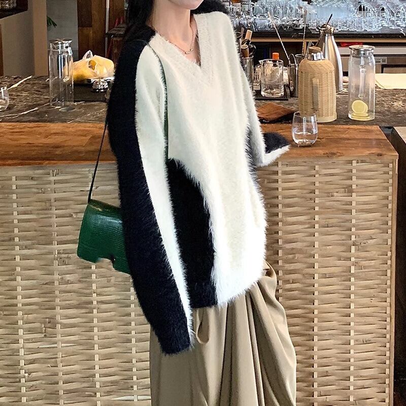 【tops】ドッキングVネックニットセーター　M18330