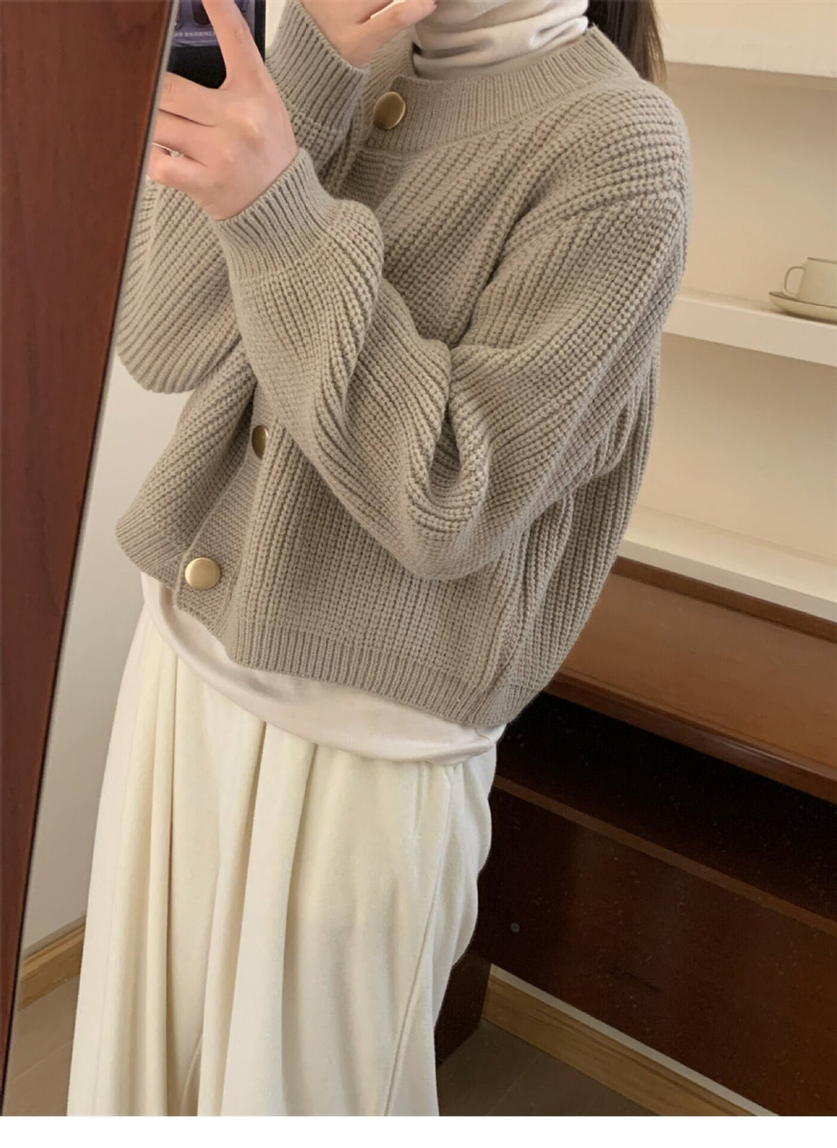 【outer】クルーネックニットカーデ　M18817