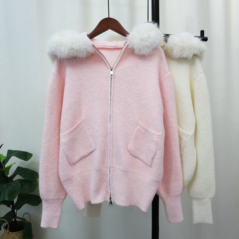 【outer】フードファーニットカーデ　M27439