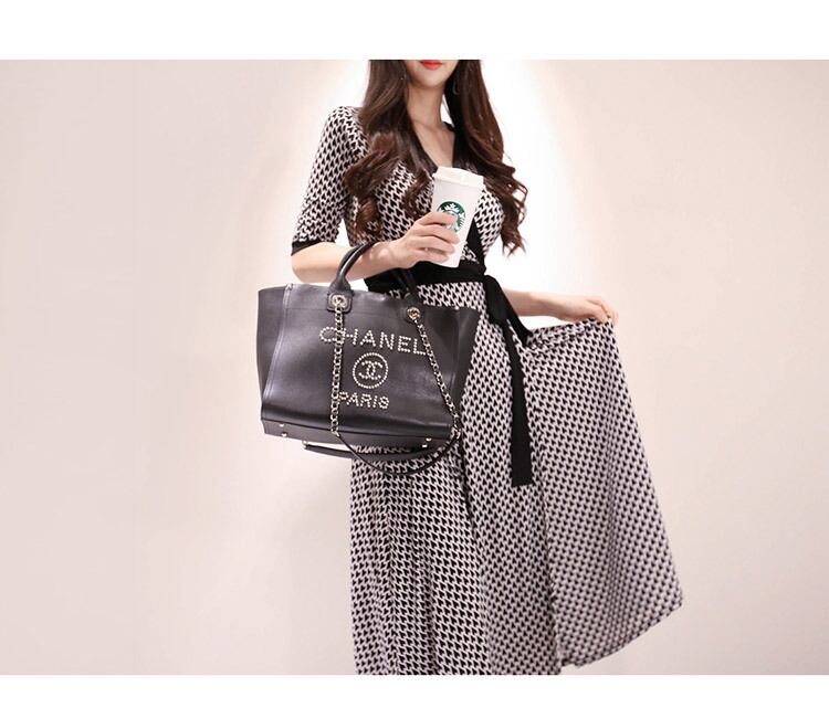 【dress】気質満点レトロ着痩せスリットプリントVネックワンピース