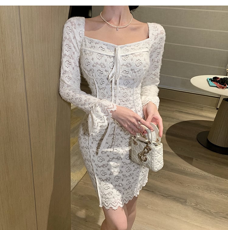 【dress】レース切り替えワンピース　M26143