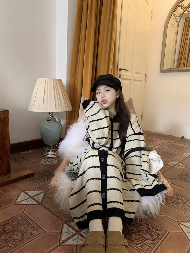 【dress】ボーダー柄ニットワンピース　M28643