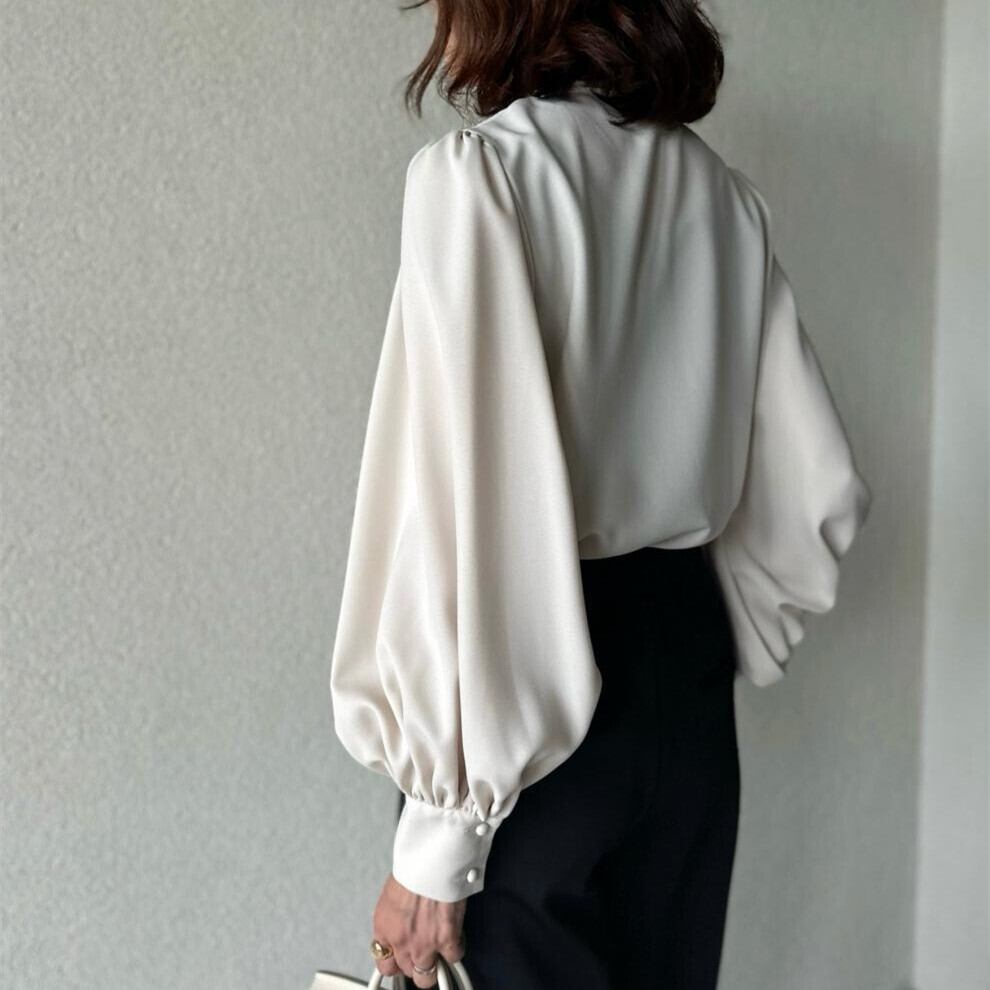 【tops】リボン付きシャツトップス　M28012