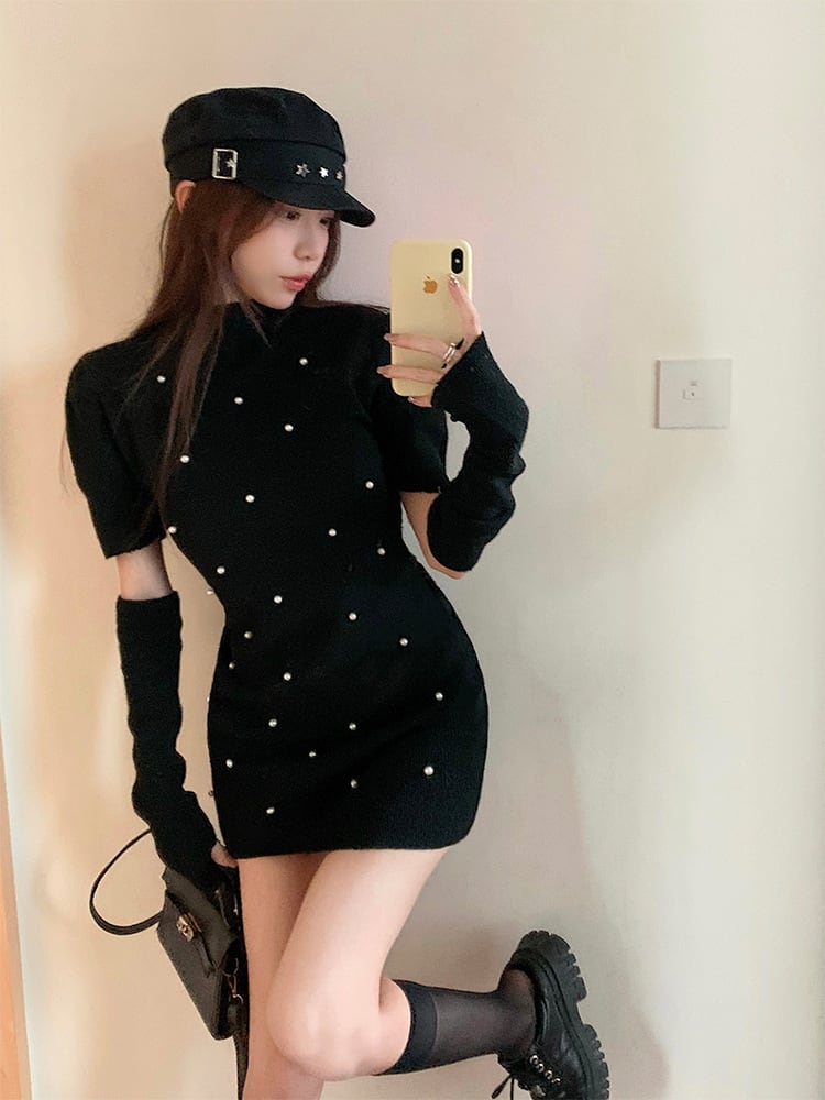 【dress】ニットワンピースアームカバー付き　M26929