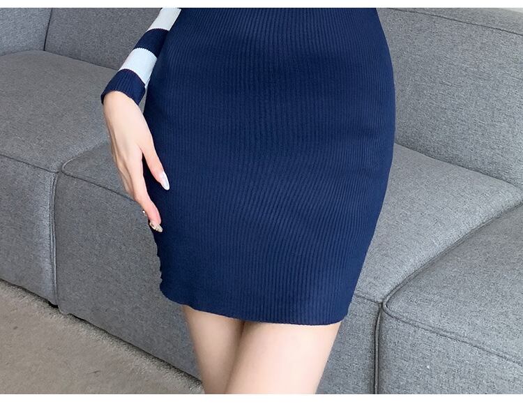 【dress】配色ニットワンピース　M27718