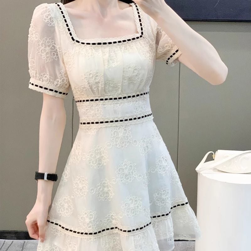 【dress】スクエアネックパフスリーブワンピース G21532