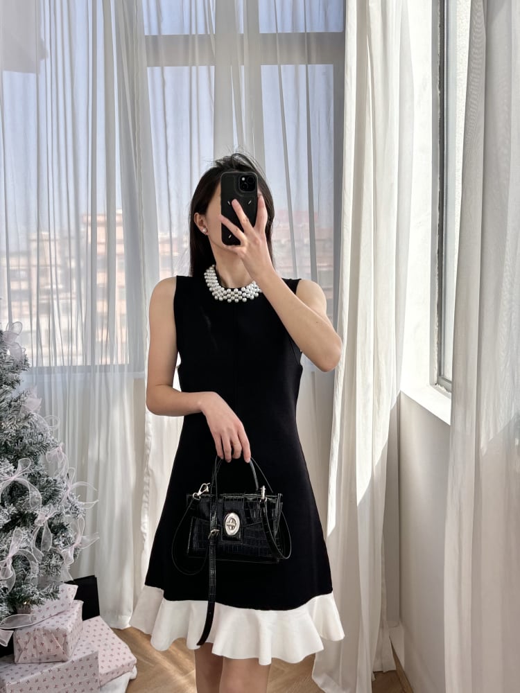 【dress】パールネックドッキングミニワンピース　N3007