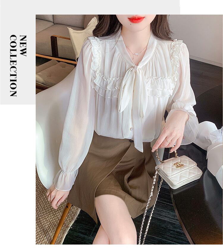 【tops】リボン付きブラウス　M29095