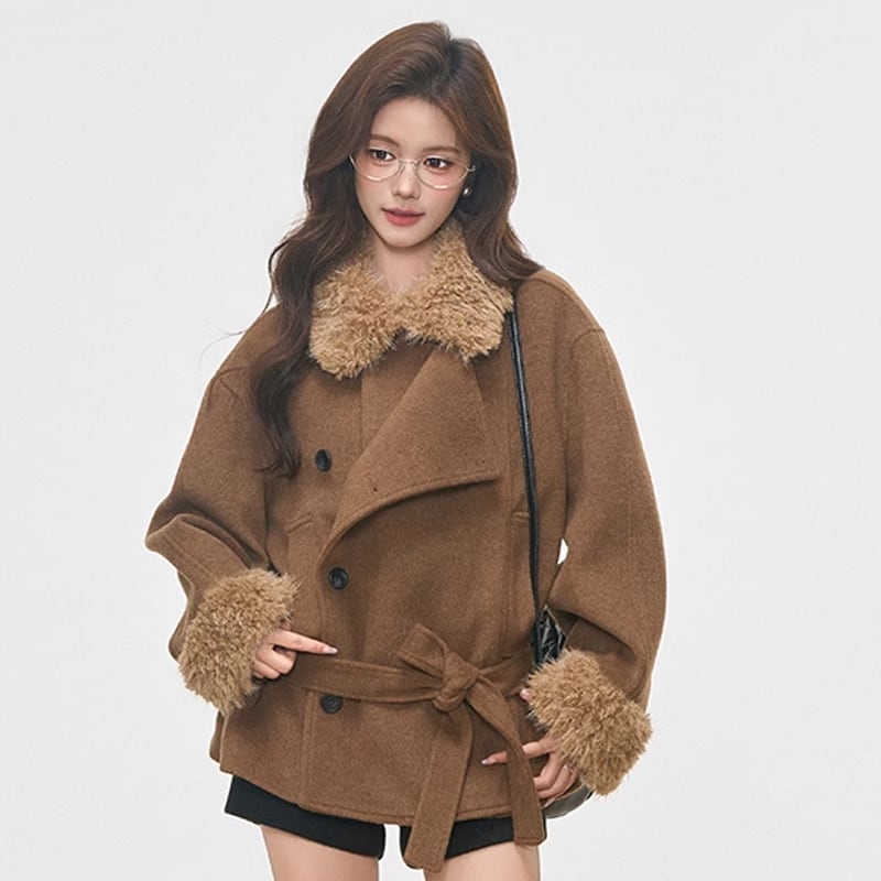 【outer】ファー付きラシャコート Q7219