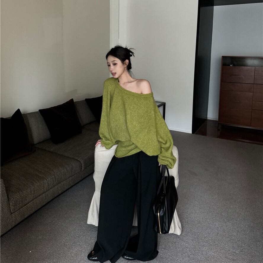 【dress】オフショルダーニットワンピース　M27956