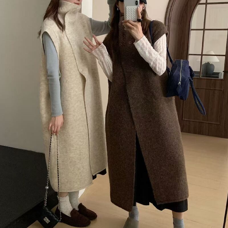 【outer】ハイネックロングニットカーディガン Q7328