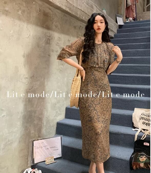 【dress】シンプルプリントワンピース G21094