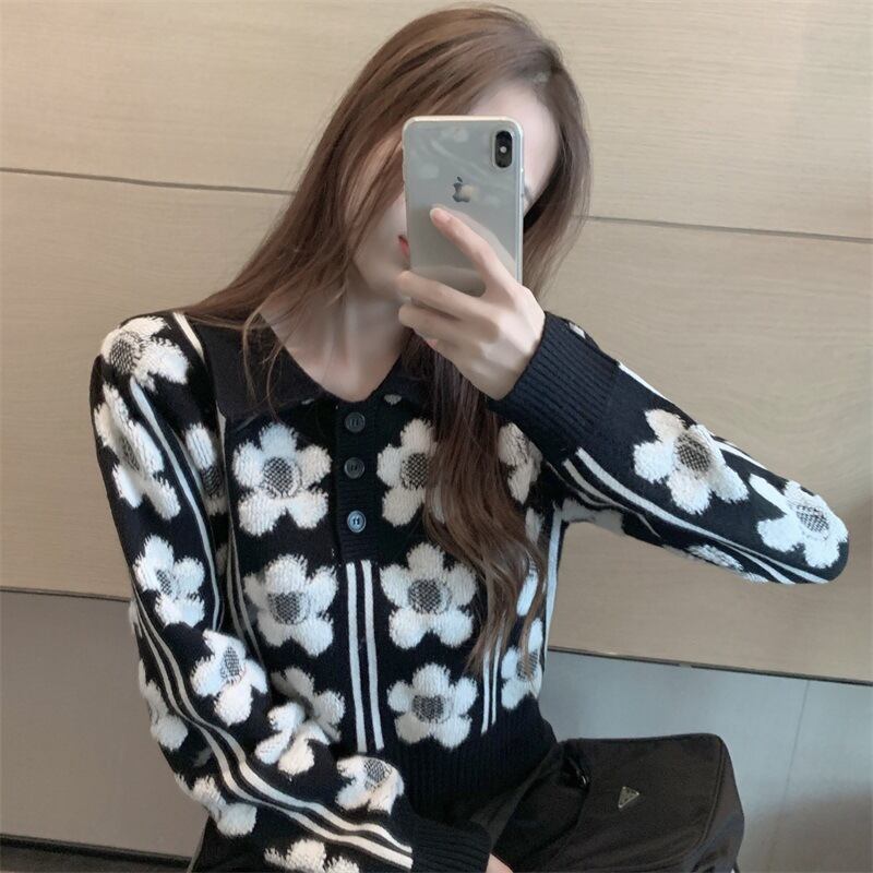 【tops】ジャカードニットセーター　M19032