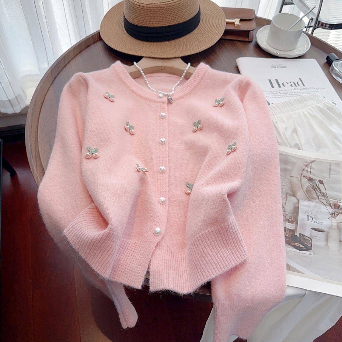 【outer】パールニットカーデ　M26407