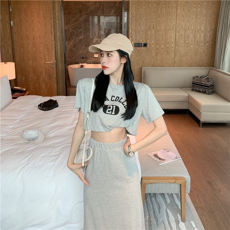 【set】プリントTシャツ+スカート２点セットG21289