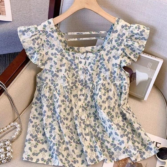 【tops】スクェアネック花柄ブラウスF7443