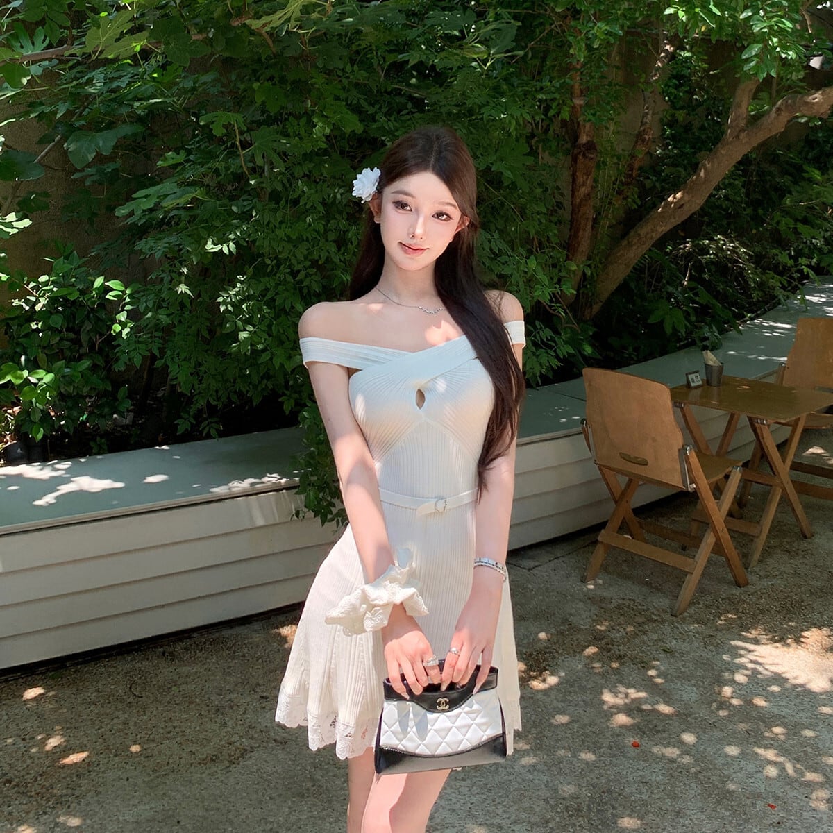 【dress】クロスレースドッキングミニワンピース　N3220