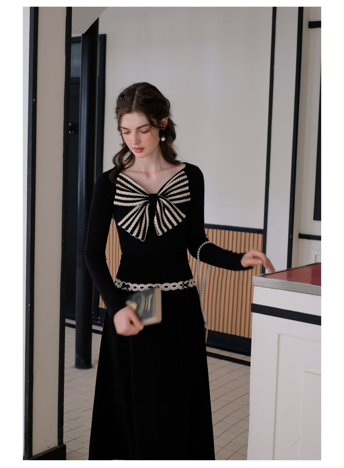 【tops】リボンニットトップス　N2795