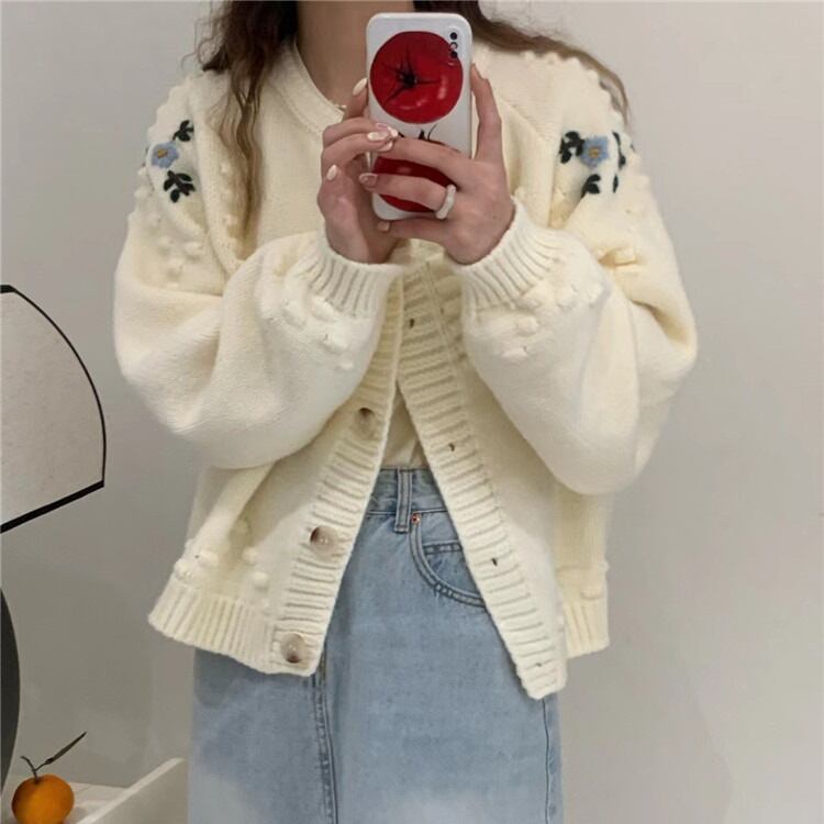 【outer】クルーネックニットカーデ　M18464