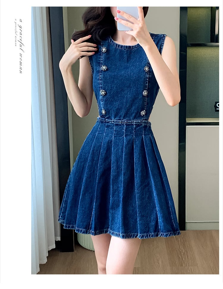 【dress】ノースリーブデニムワンピース　M24567