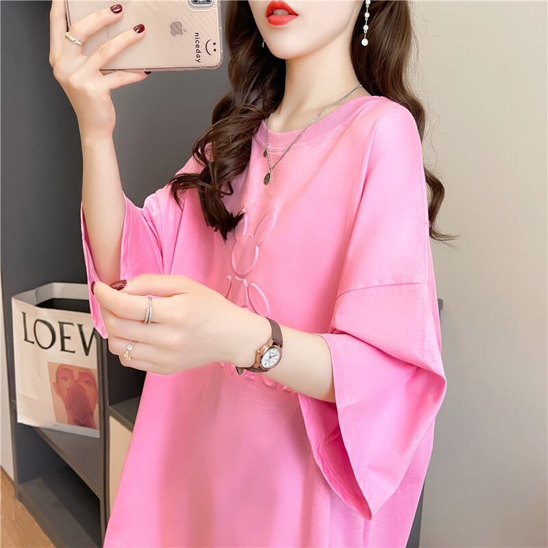 【tops】清新合わせやすい3色ラウンドネック半袖着回しゆったりTシャツF0311