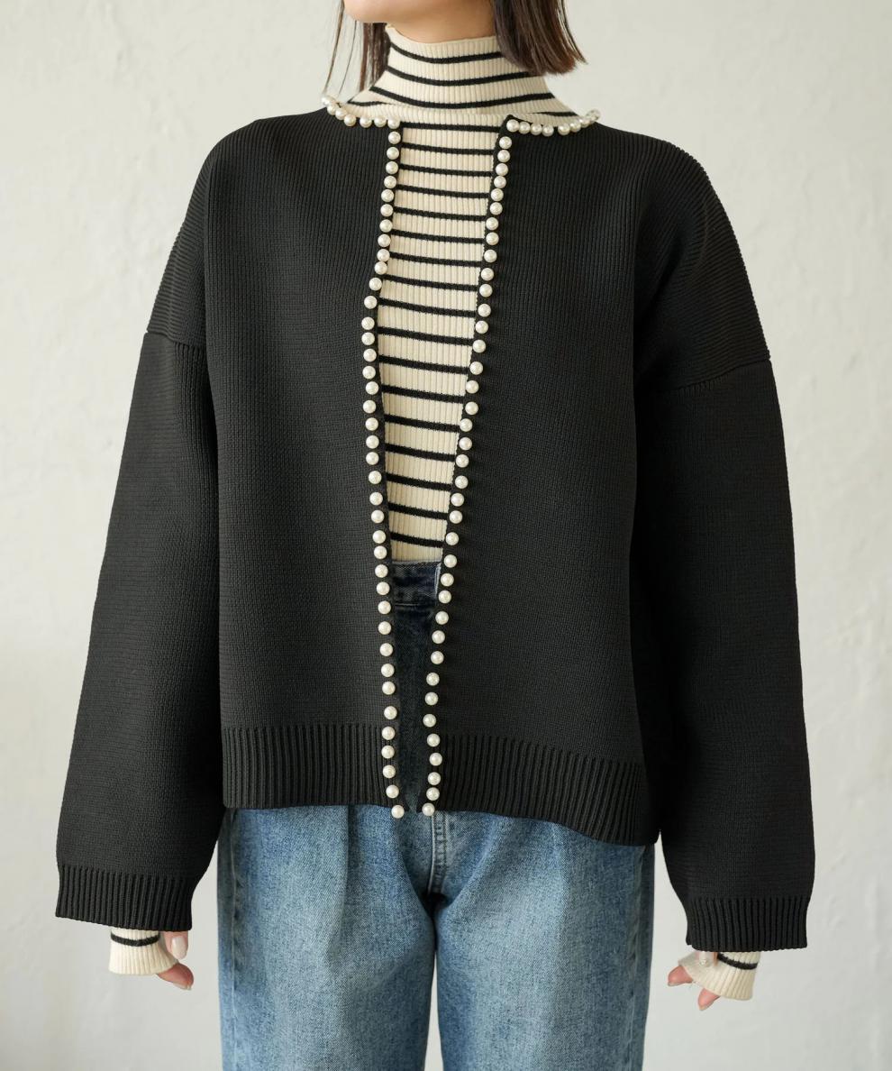 【outer】パールニットカーデ　M25572