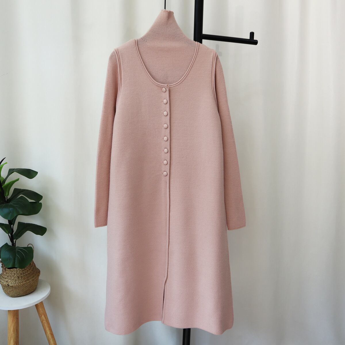 【set】ハイネックニットトップス×ベストワンピースセット　N2264