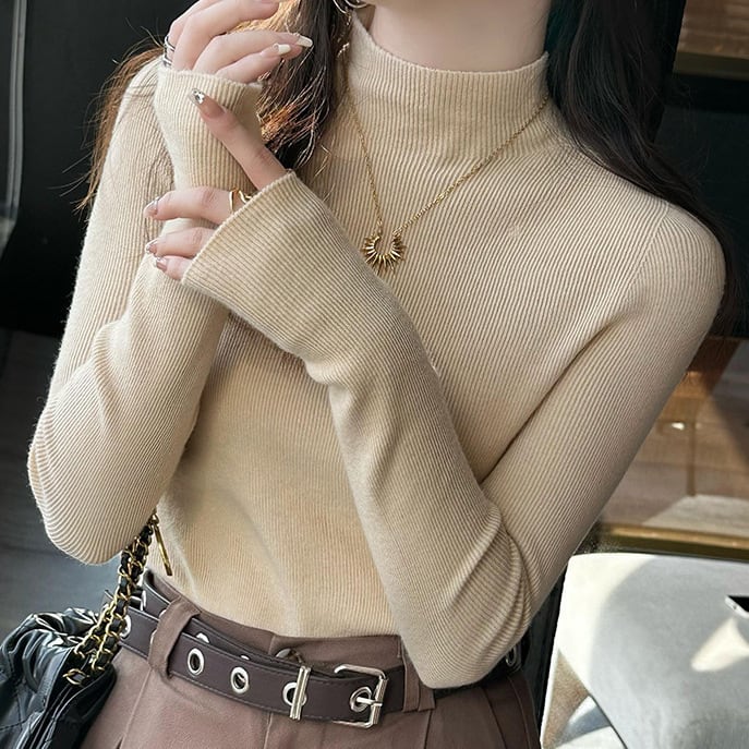 【tops】無地ニットトップス　M26445