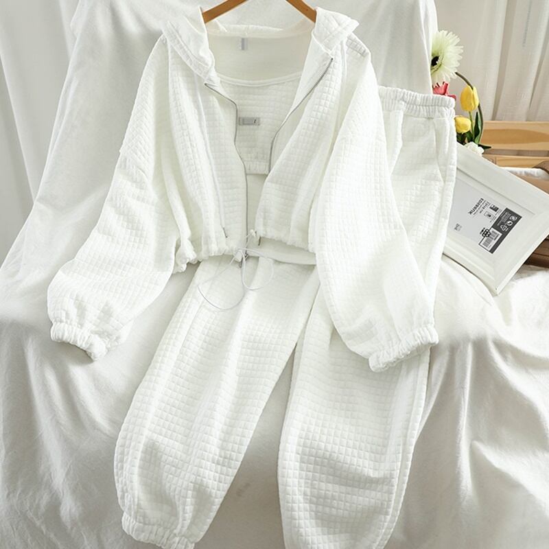 【set】韓流スタイル!気質満点カジュアルアウター+キャミソール+パンツ3点セット G2925