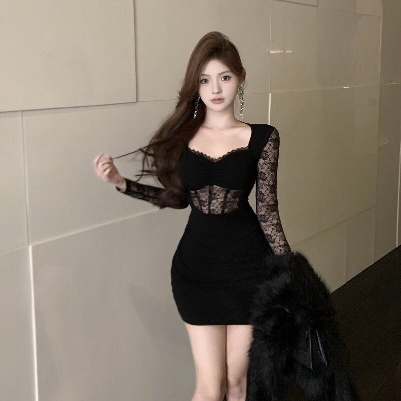 【dress】レース切り替えワンピース　M29606