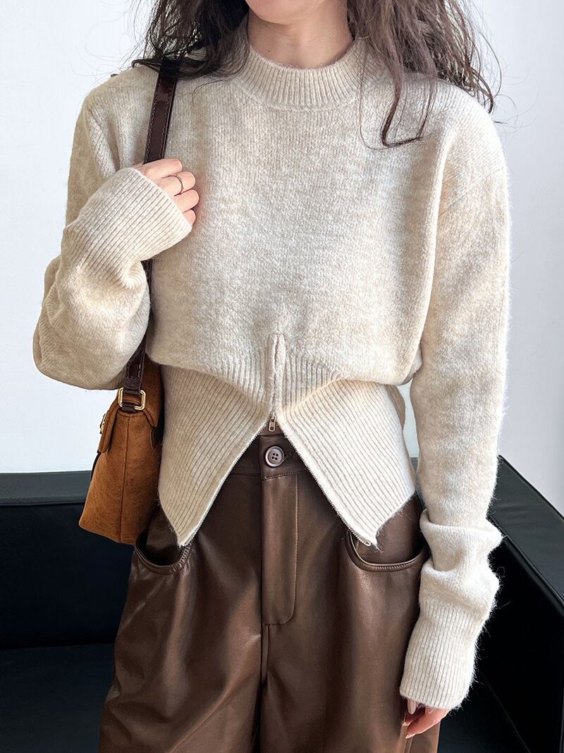 【tops】ファスナーニットプルオーバー　M19197