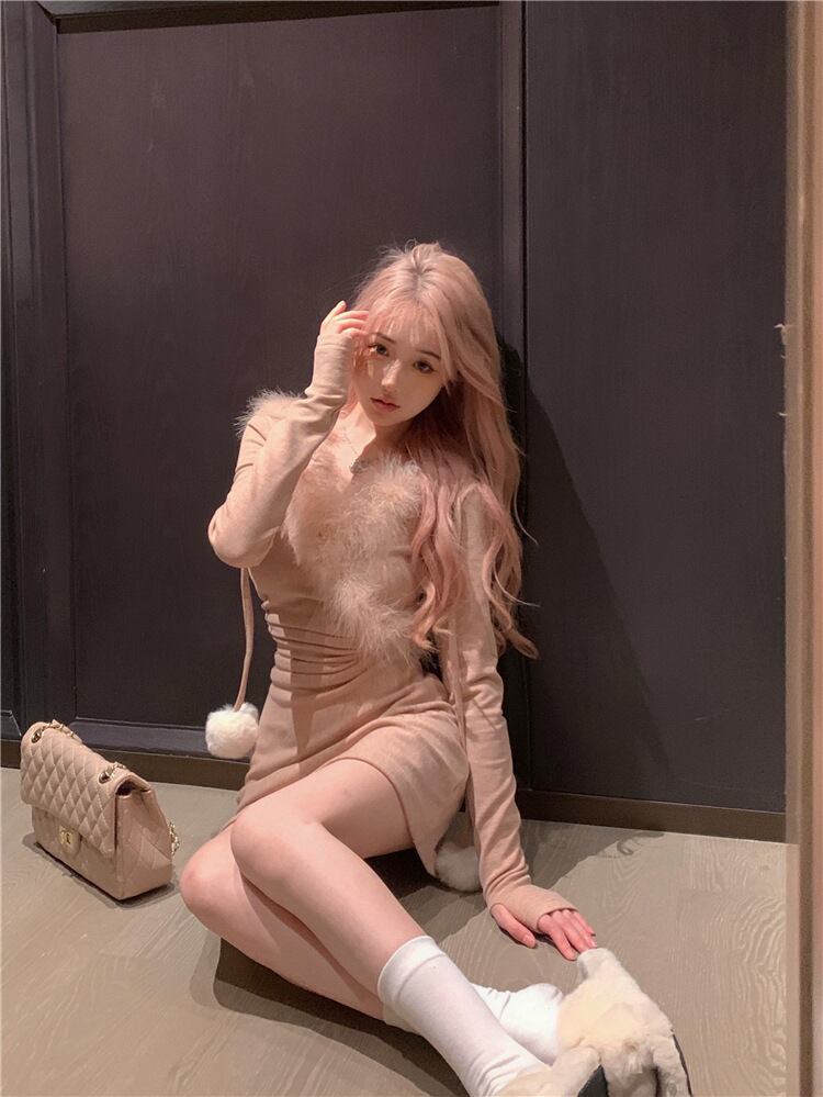 【dress】ファーニットワンピース　M28195