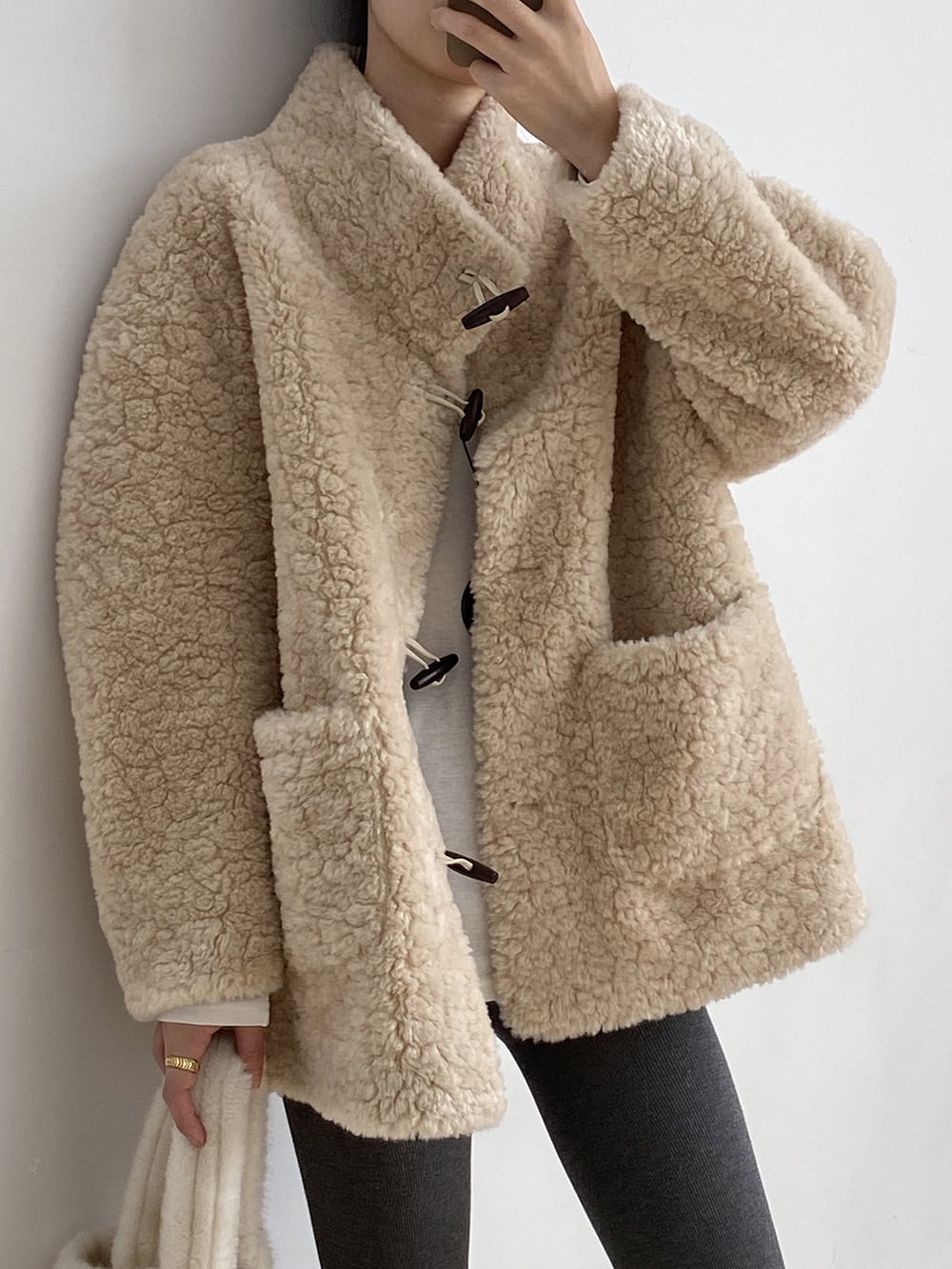 【outer】スタントカラーボアコート Q7371
