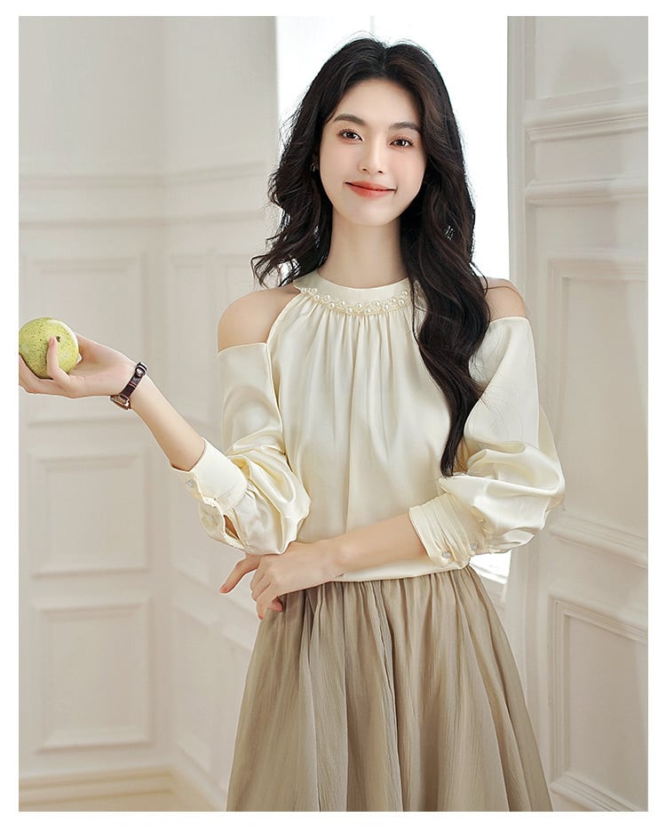 【tops】オフショルダーシャツトップス　M29093