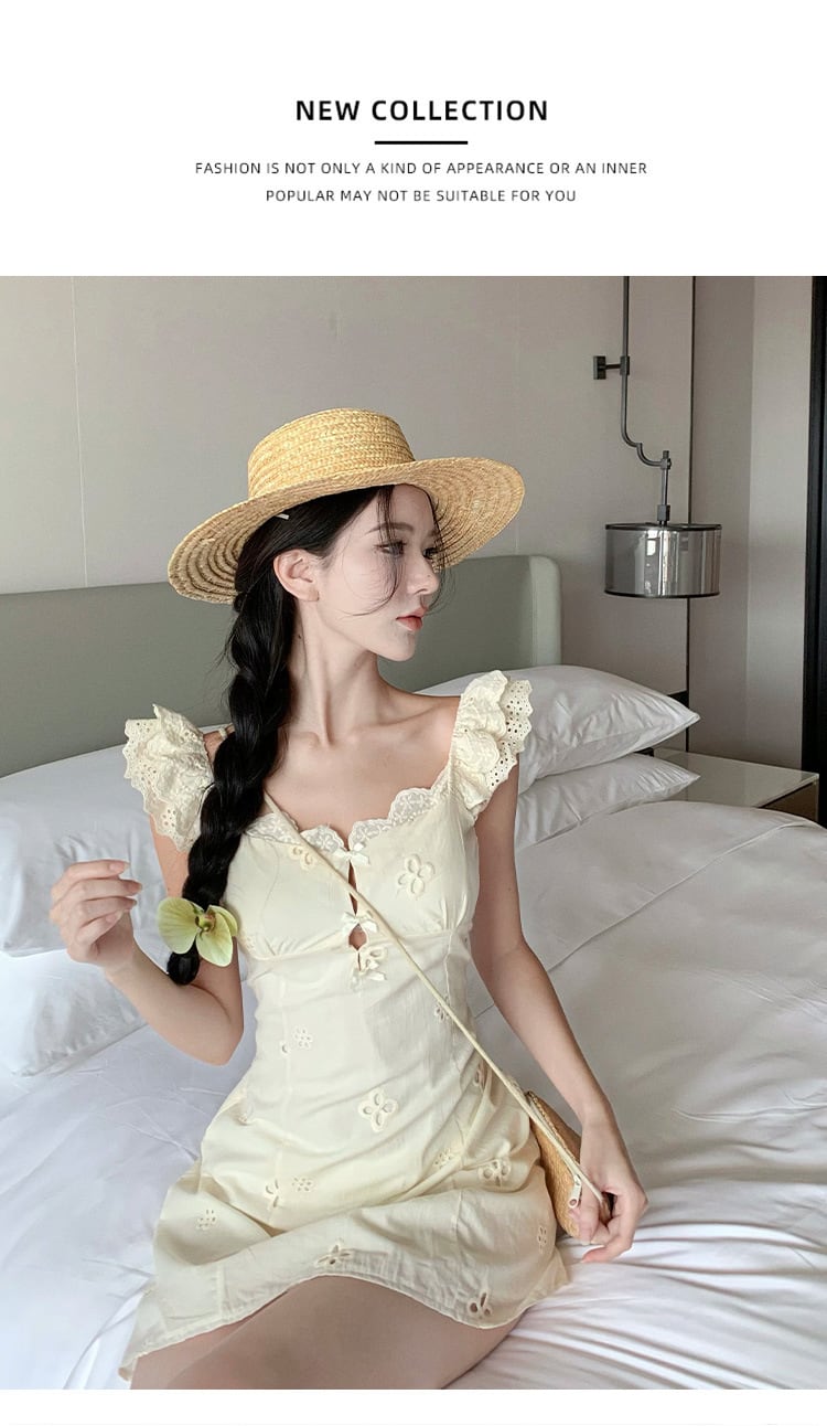 【dress】レース切り替えワンピース　M25156