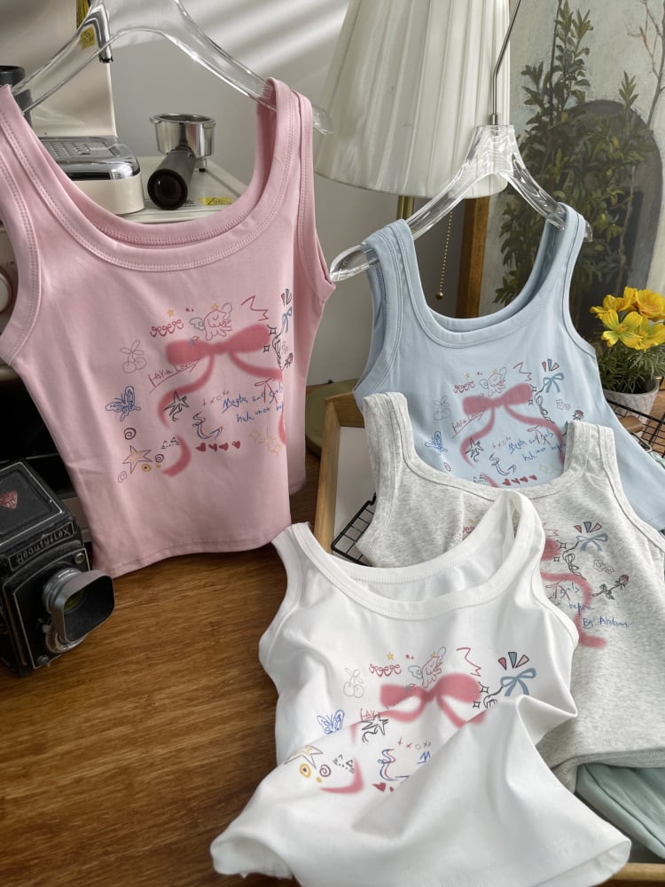 【tops】プリントキャミソール　M24119