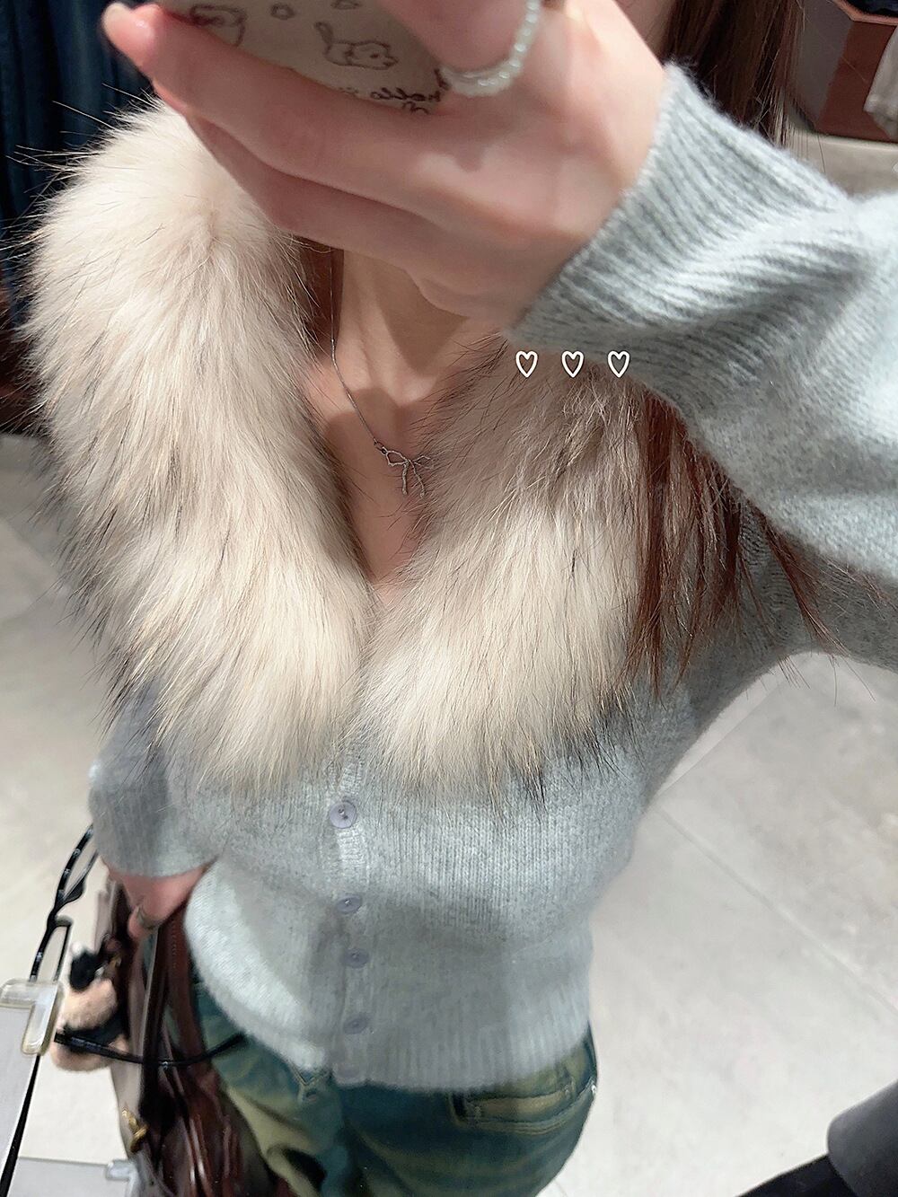 【outer】ファー付きニットカーデ　M28840