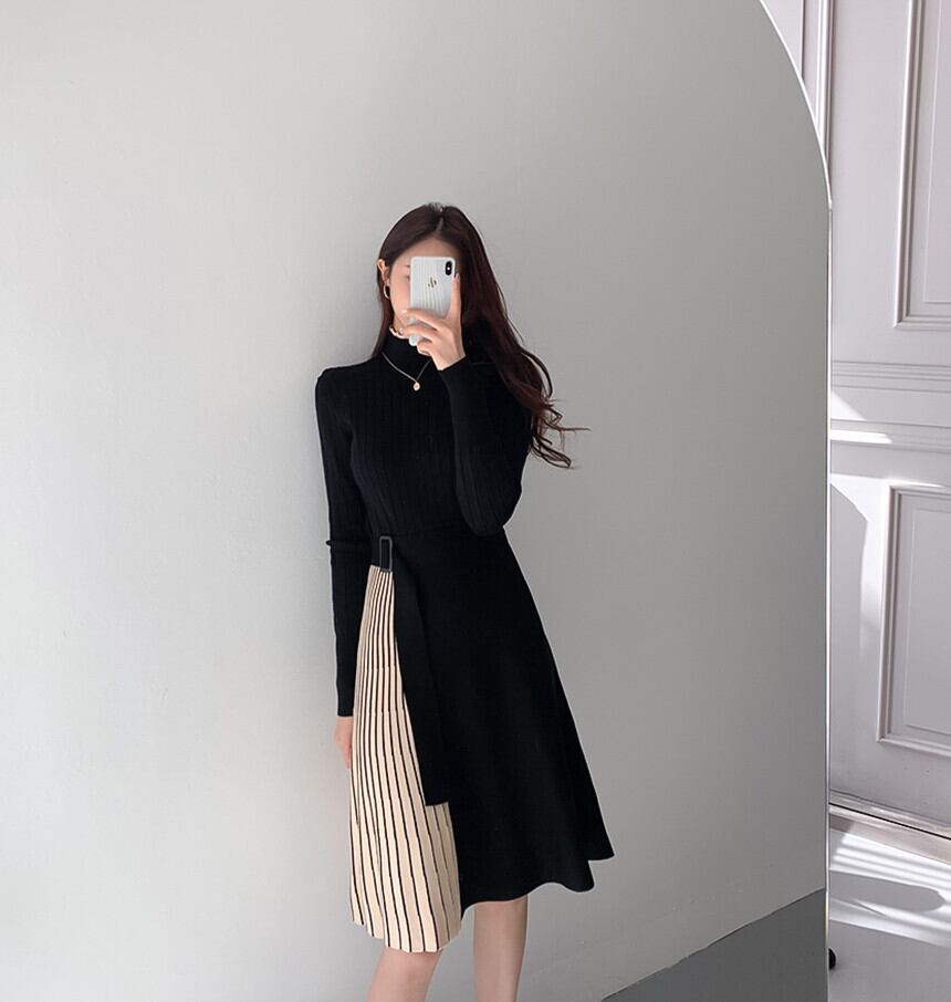【dress】ドッキングニットワンピース　M17898