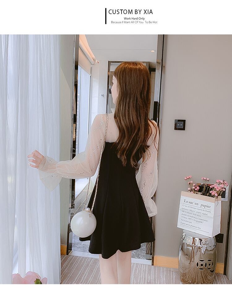 【dress】好感度UP!気質満点レトロスウィート長袖2021新作秋着痩せワンピース G1734