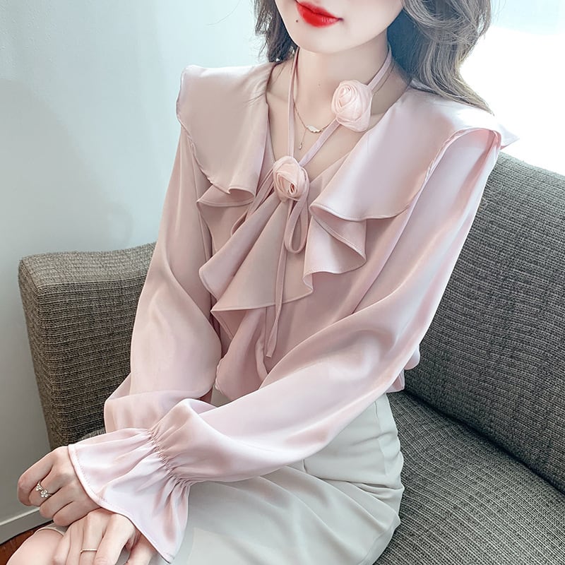 【tops】フリルシャツトップス　M25769