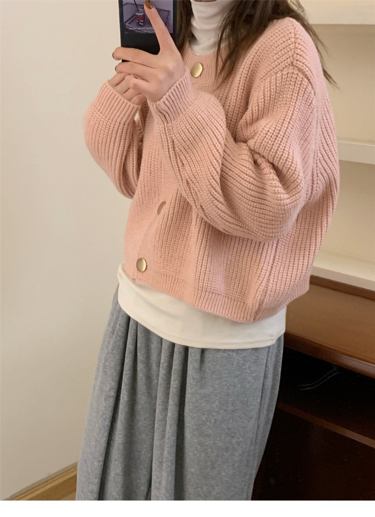 【outer】クルーネックニットカーデ　M18817
